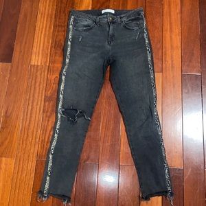 Zara black jeans with snakeskin on the side